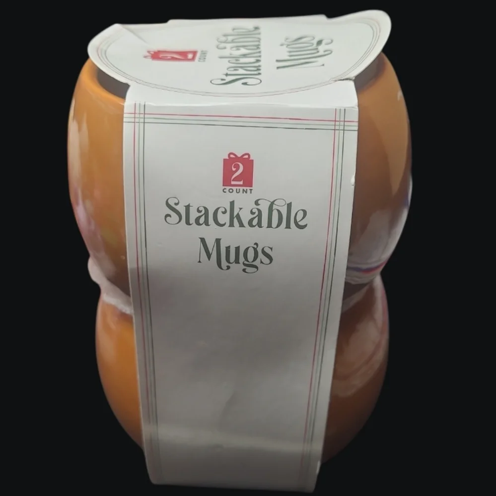 New - Target 2023 Set Of 2 Stackable Gingerbread Man Christmas Mugs